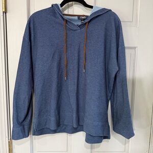 Chaps Blue Hoodie Relaxed Fit Preppy Minimalist Casual